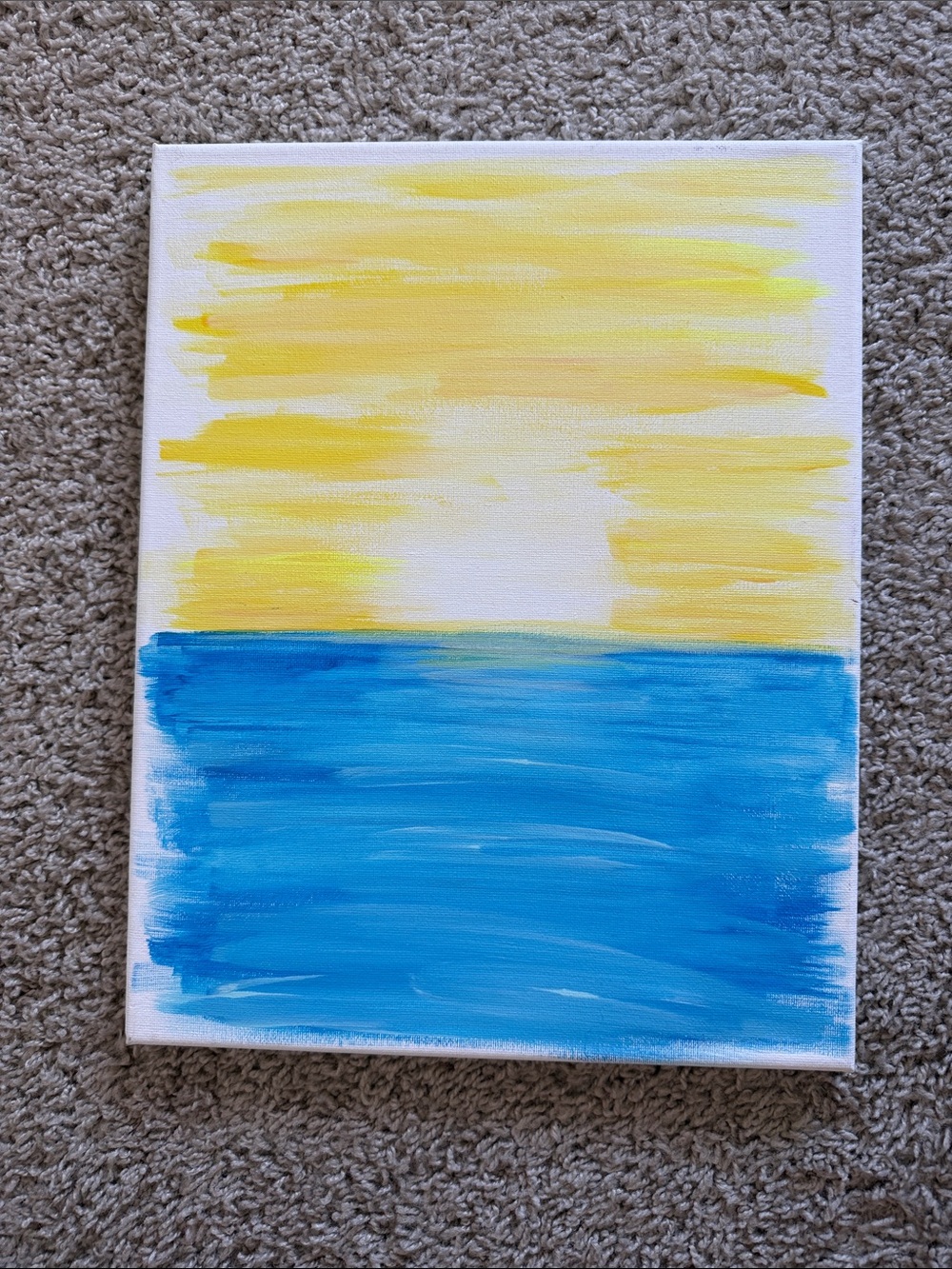 Unbranded Yellow and Blue Minimalist Coastal Canvas Art 11x14 in